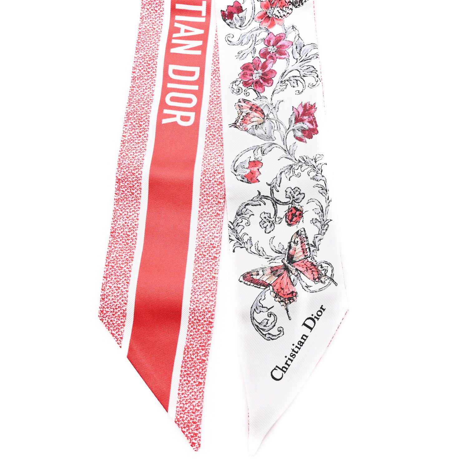 Christian Dior Silk Toile De Jouy Mitzah Scarf Red 2 of 3