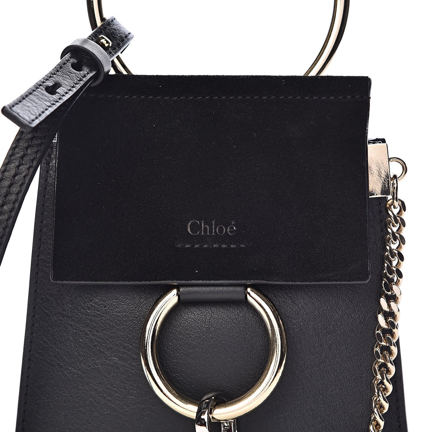 Suede Calfskin Mini Faye Bracelet Bag Black