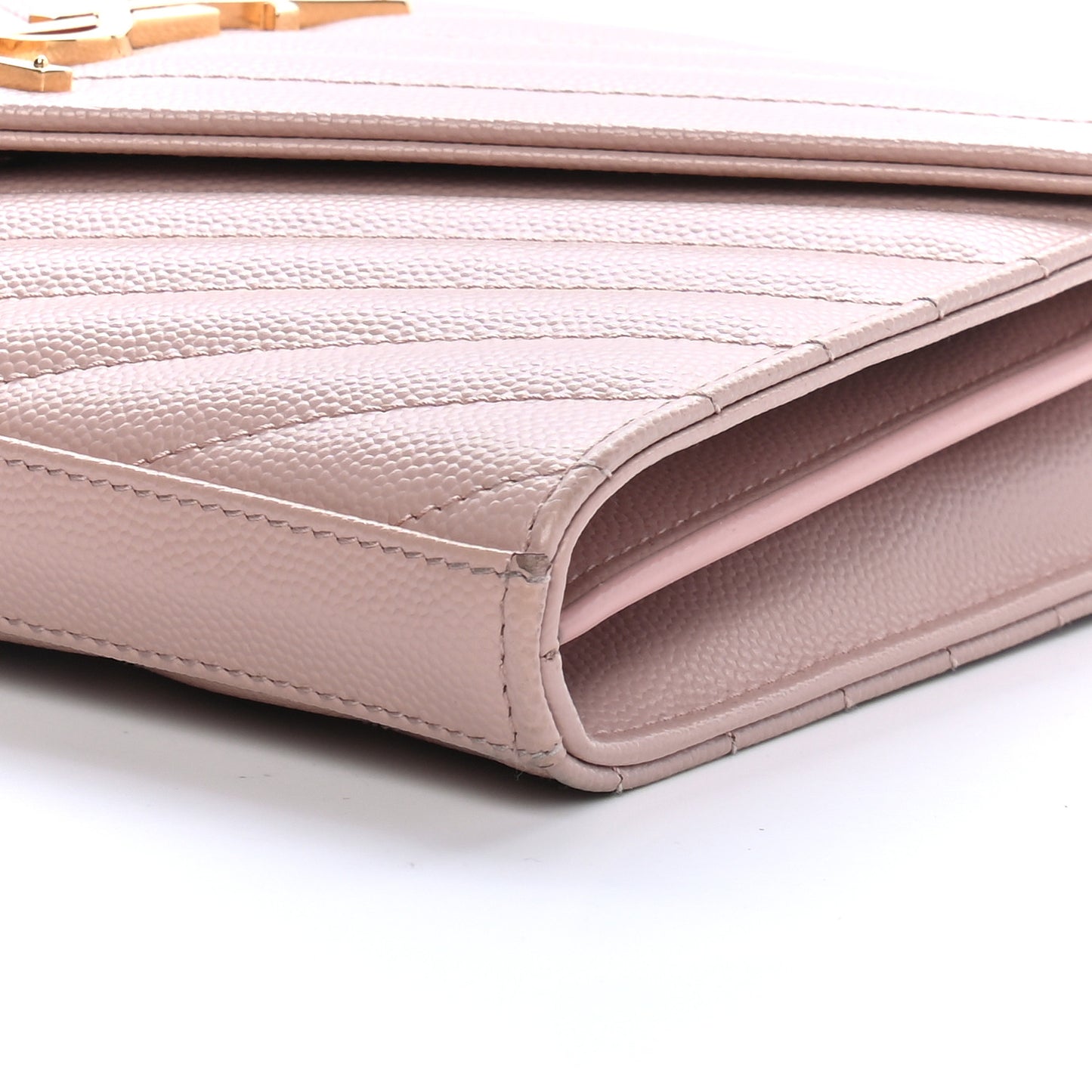 Grain De Poudre Matelasse Chevron Monogram Chain Wallet Pale Pink