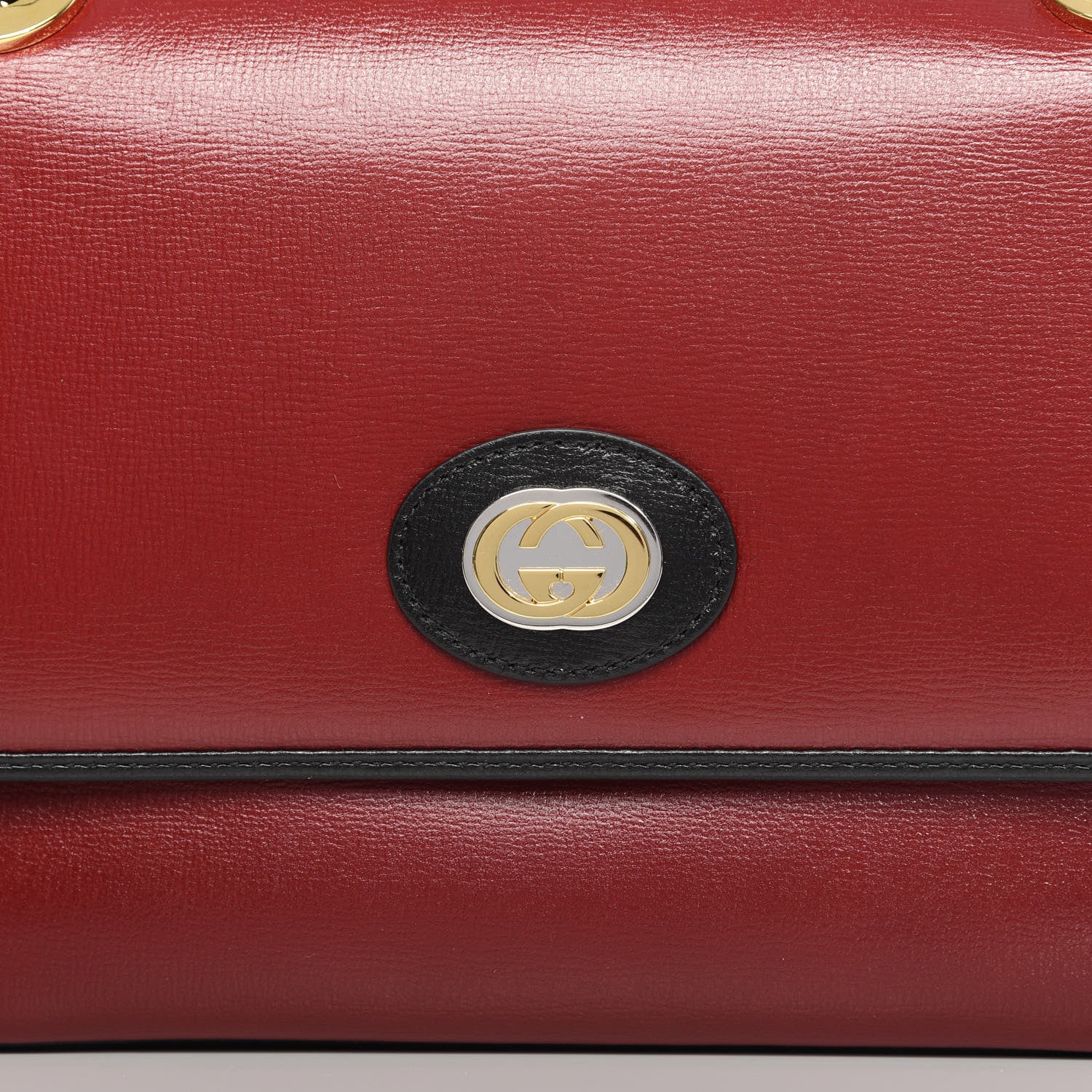 Gucci Azalea Calfskin Bi-Color Small Marina Chain Shoulder Bag New Cherry Red Black 12 of 12