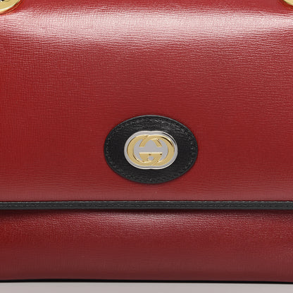 Gucci Azalea Calfskin Bi-Color Small Marina Chain Shoulder Bag New Cherry Red Black 12 of 12