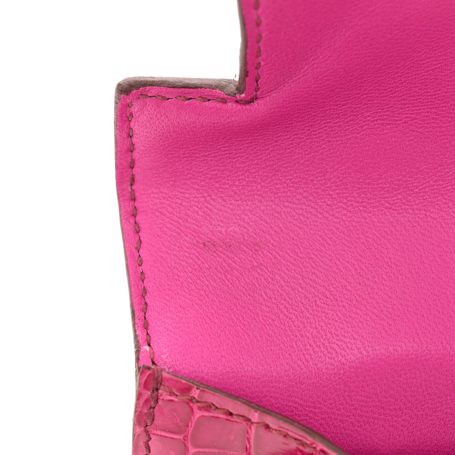Hermes Shiny Niloticus Crocodile Kelly Pochette Fuchsia 12 of 13
