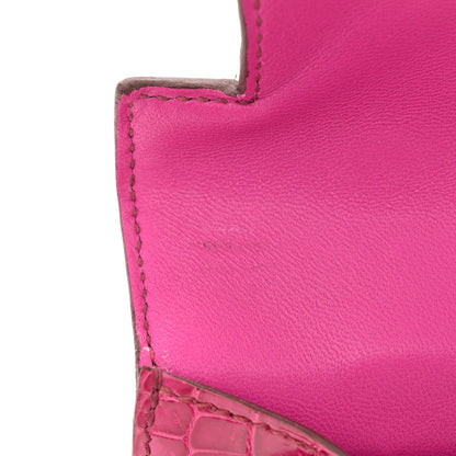 Hermes Shiny Niloticus Crocodile Kelly Pochette Fuchsia 12 of 13
