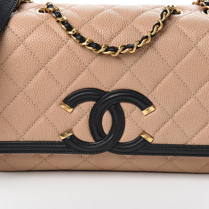 Chanel Caviar Quilted Small CC Filigree Flap Beige Black 9 of 9