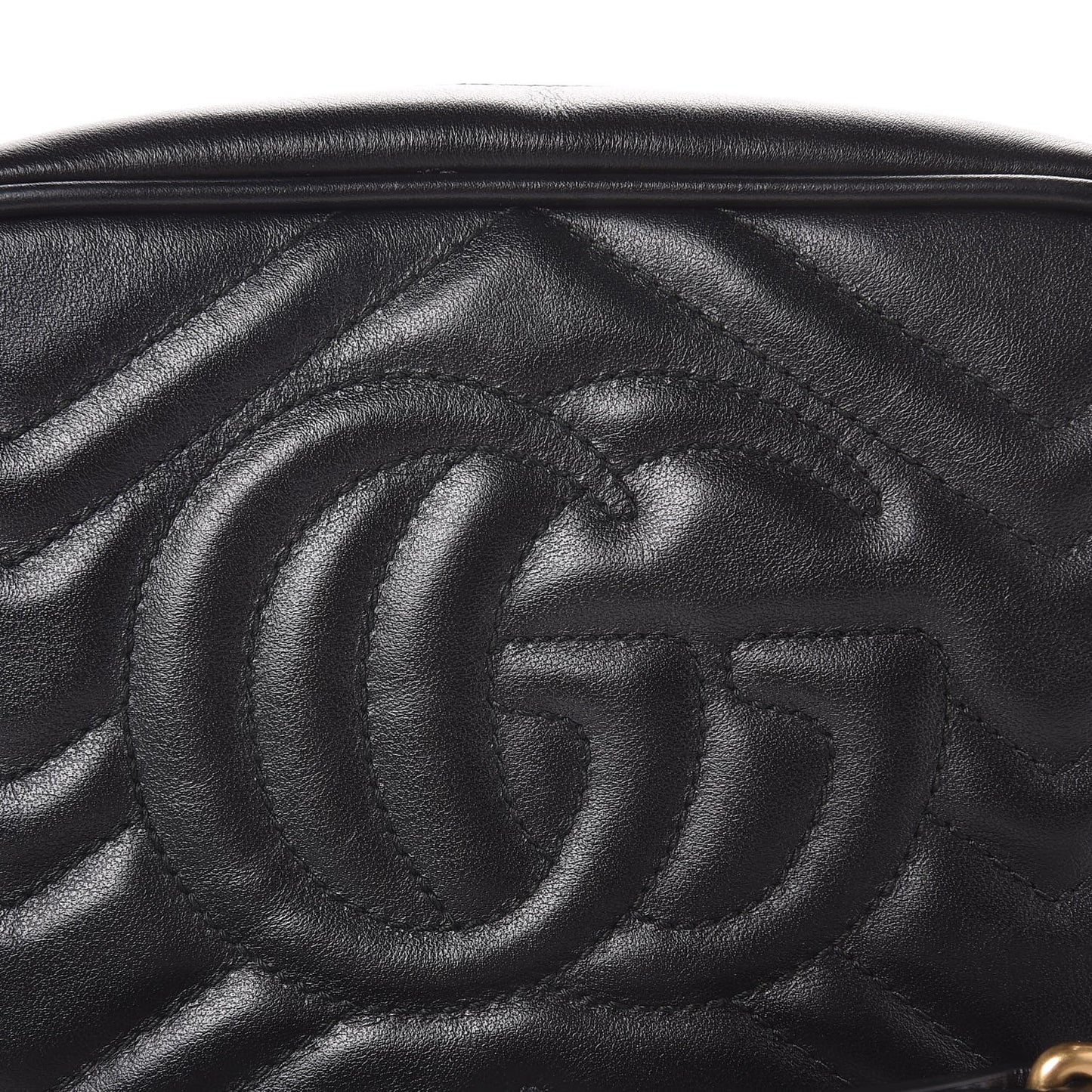 Calfskin Matelasse Mini GG Marmont Chain Shoulder Bag Black
