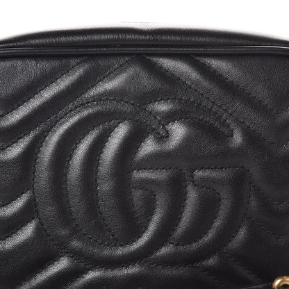 Gucci Calfskin Matelasse Mini GG Marmont Chain Shoulder Bag Black 9 of 10