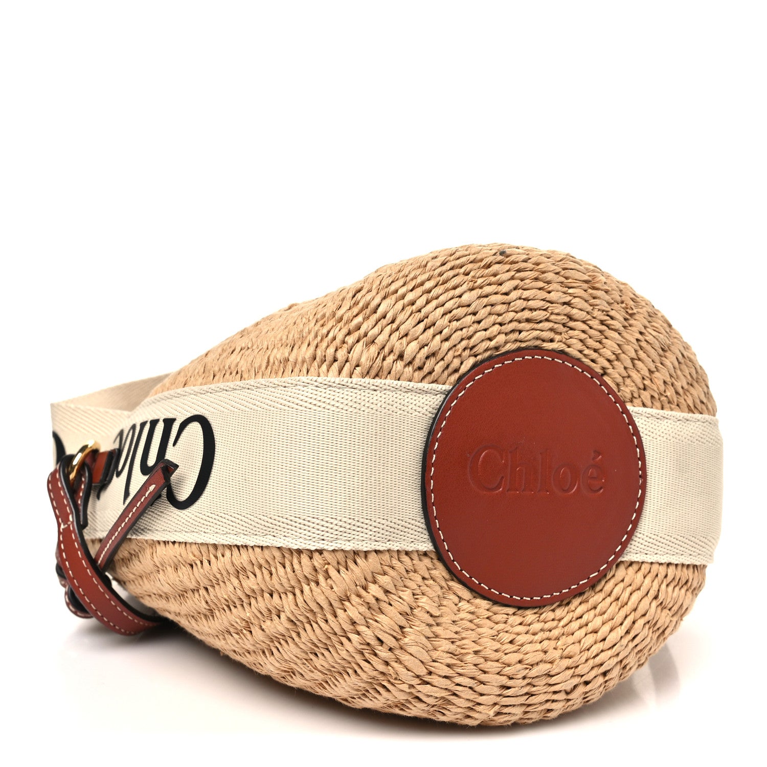 Chloe X MIFUKO Raffia Calfskin Small Woody Basket Shoulder Bag Black Beige 4 of 10