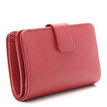 Prada Saffiano Metal Compact Wallet Rubino 3 of 7
