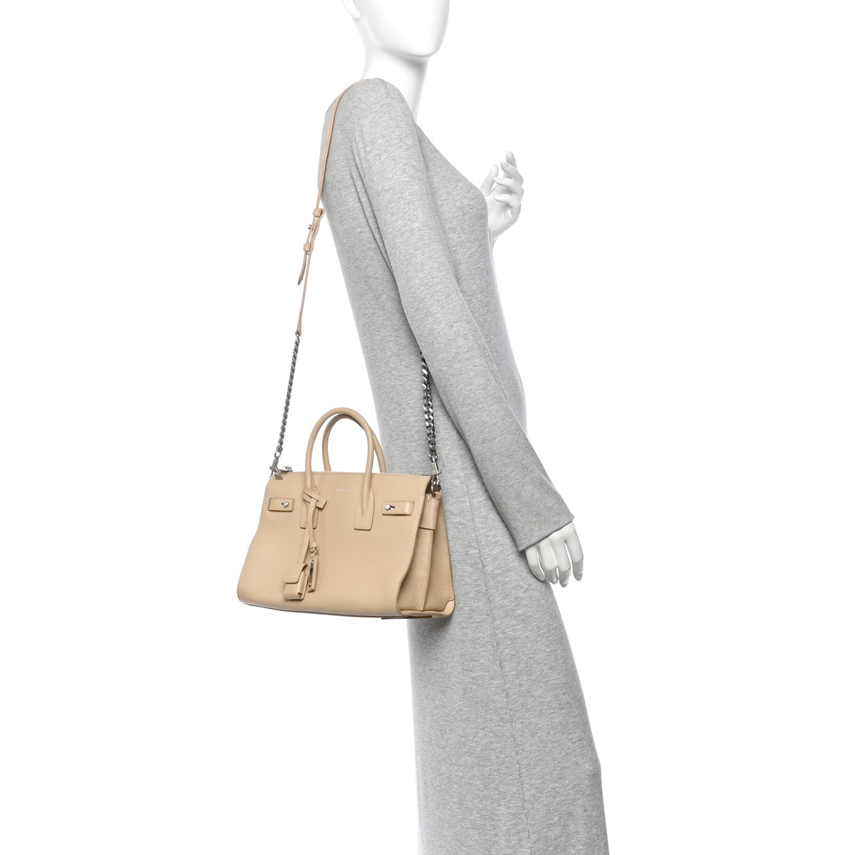 Grained Calfskin Baby Sac De Jour Souple Dark Beige