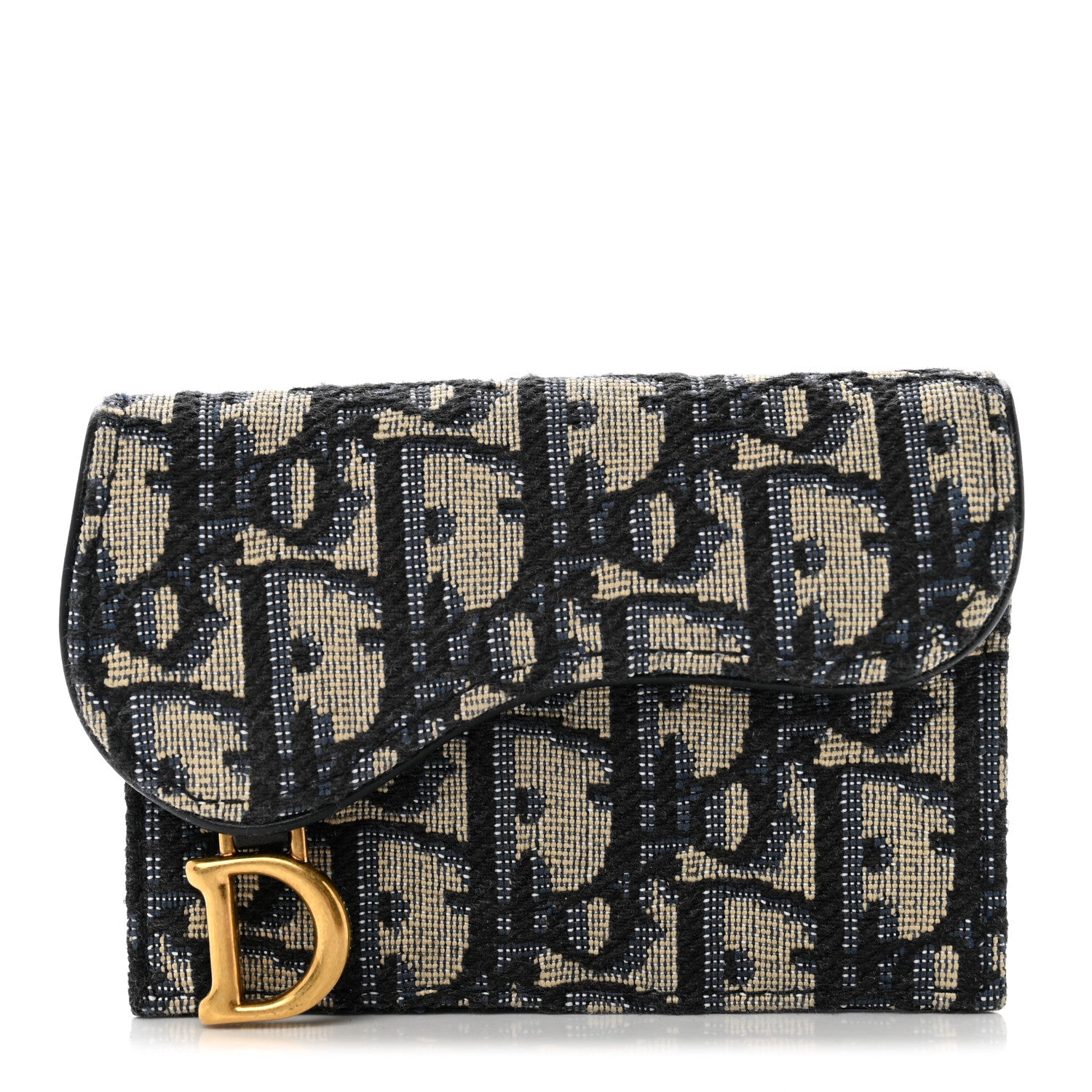 Christian Dior Oblique Saddle Card Holder Blue 1 of 8