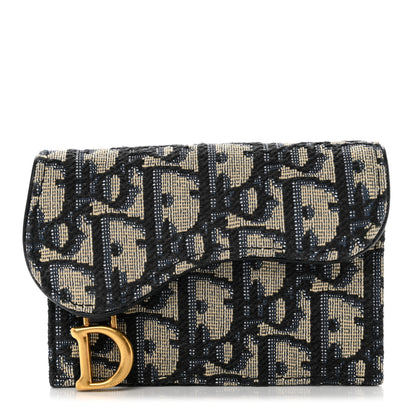 Christian Dior Oblique Saddle Card Holder Blue 1 of 8