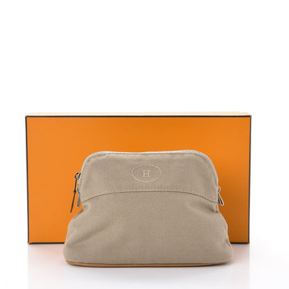 Hermes Cotton Canvas Mini Bolide Travel Cosmetic Pouch Gris Ponce 10 of 10