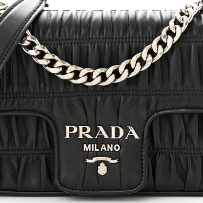 Prada Nappa Gaufre Small Chain Flap Shoulder Bag Black 8 of 11