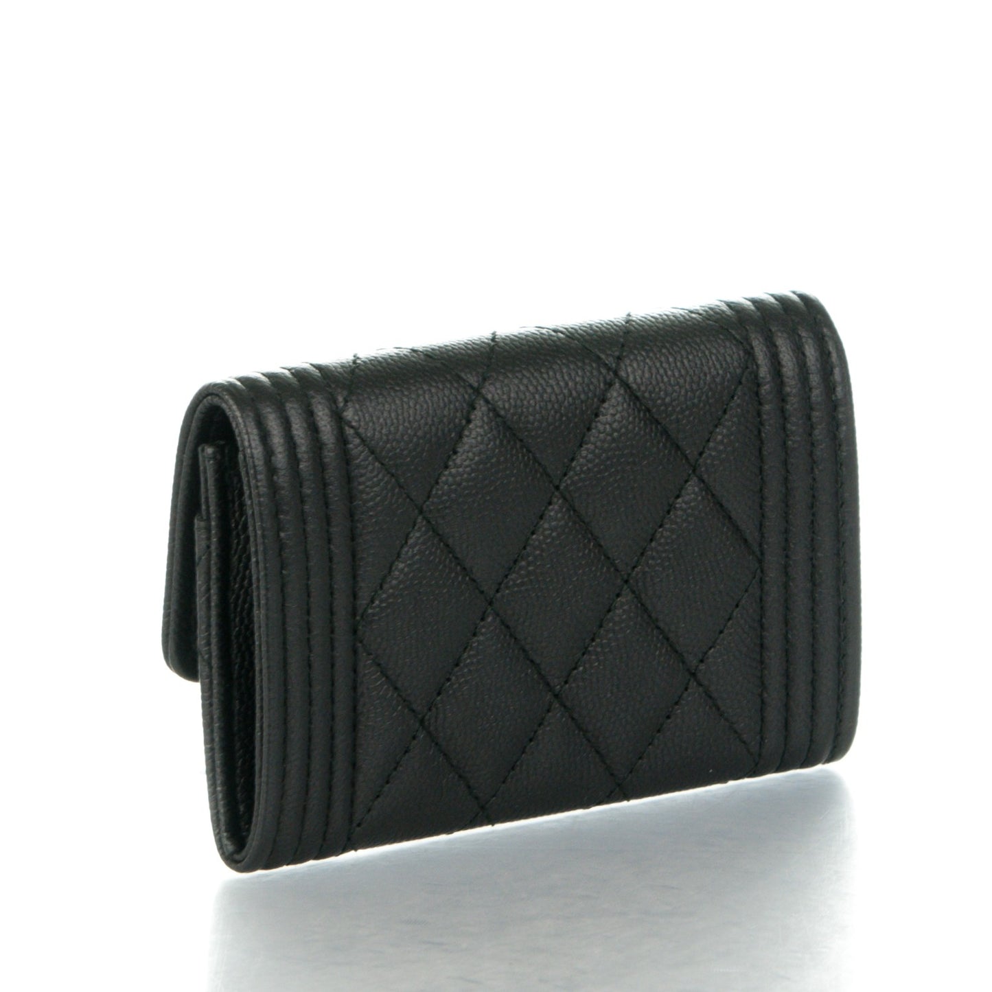 Caviar Quilted Boy Flap Card Holder So Black