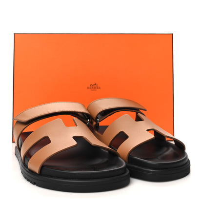 Hermes Calfskin Womens Chypre Sandals 37 Naturel 9 of 9