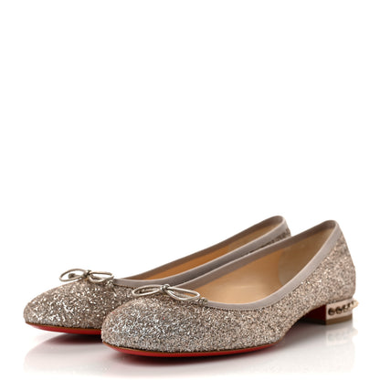 Christian Louboutin Glitter La Massine Flat 41.5 Perle 3 of 8