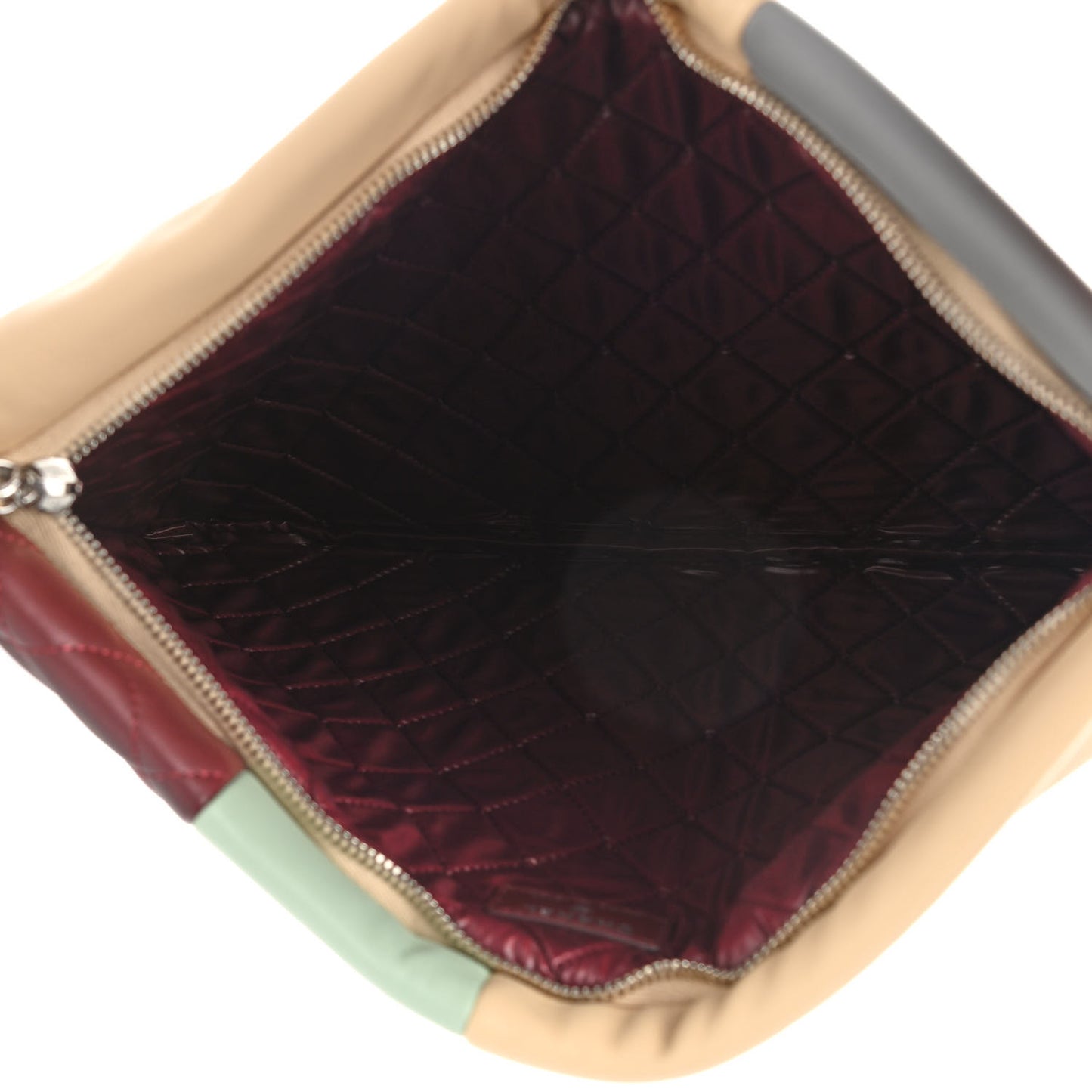 Lambskin Patchwork Medium Cosmetic Case Multicolor Burgundy