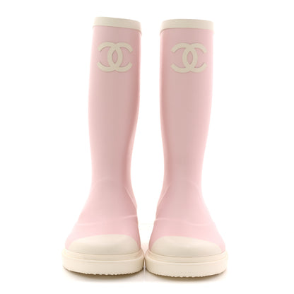 Chanel Caoutchouk CC High Boots 36 Light Pink White 2 of 11