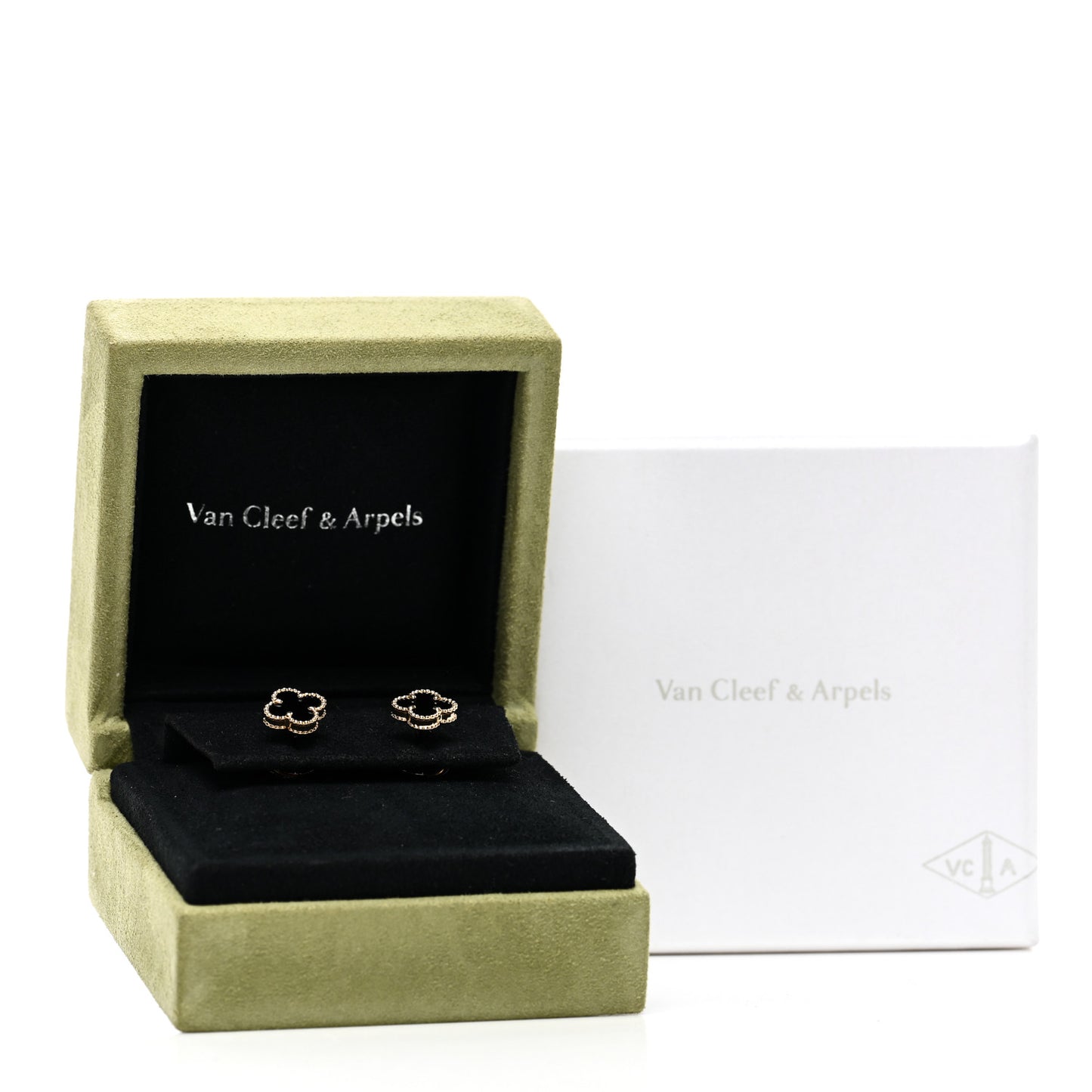 18K Yellow Gold Black Onyx Sweet Alhambra Earrings