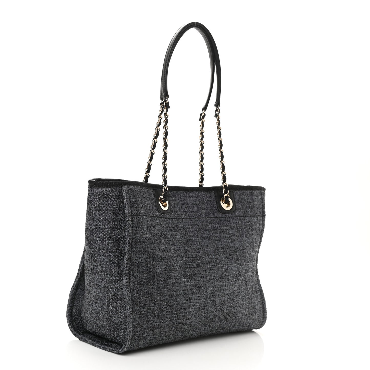 Mixed Fibers Calfskin Small Deauville Tote Black