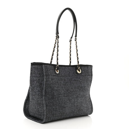 Chanel Mixed Fibers Calfskin Small Deauville Tote Black 3 of 10