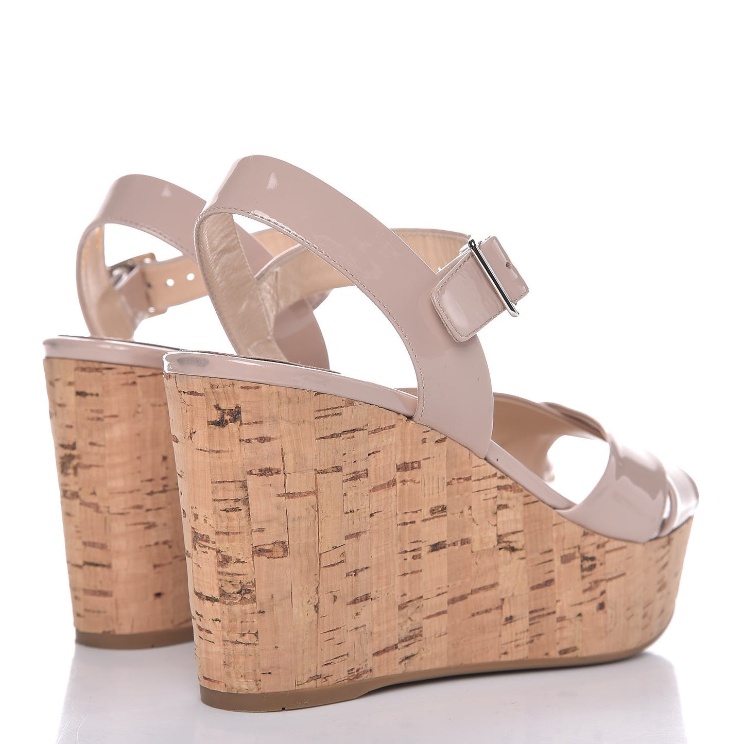 Vernice Crisscross Platform 100mm Wedge Sandals 38.5 Cipria