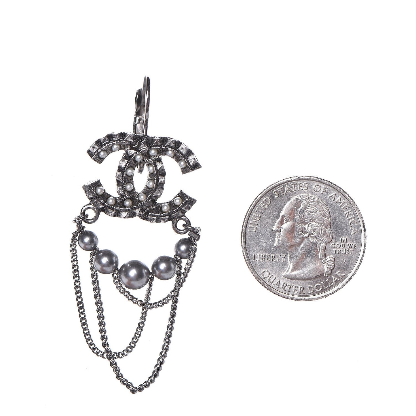 Ruthenium Spike Beaded CC Drop Earrings Black