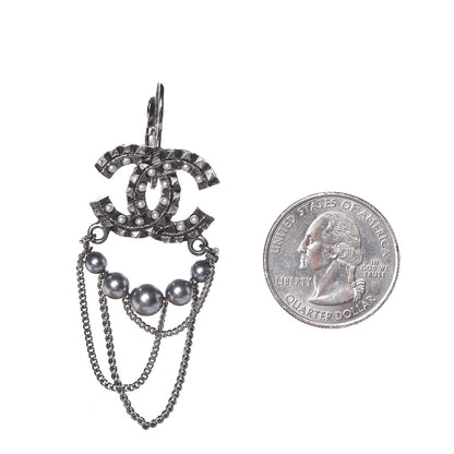 Chanel Ruthenium Spike Beaded CC Drop Earrings Black 2 of 4