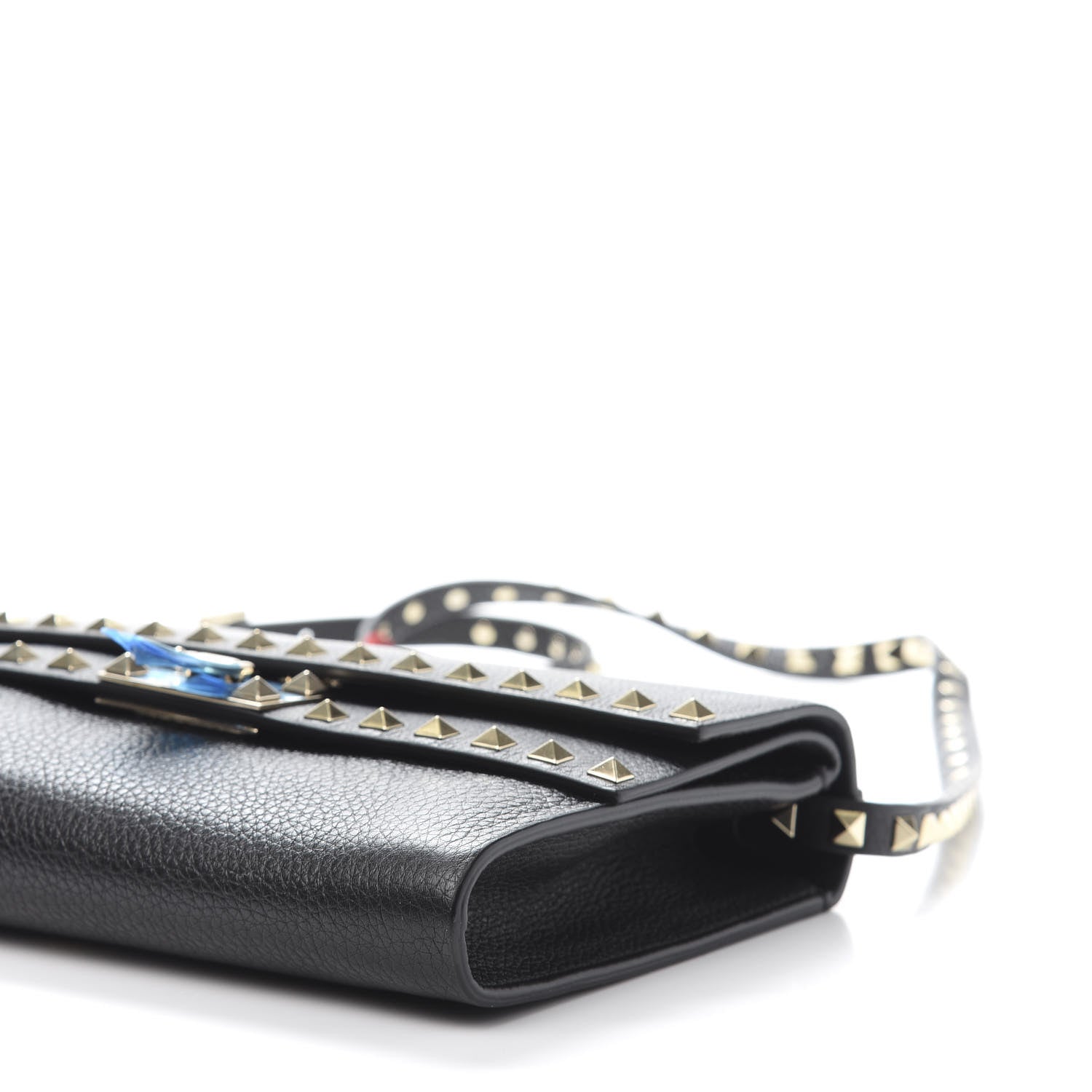 Valentino Garavani Grainy Calfskin Rockstud Double Flap Crossbody Bag Black 9 of 13