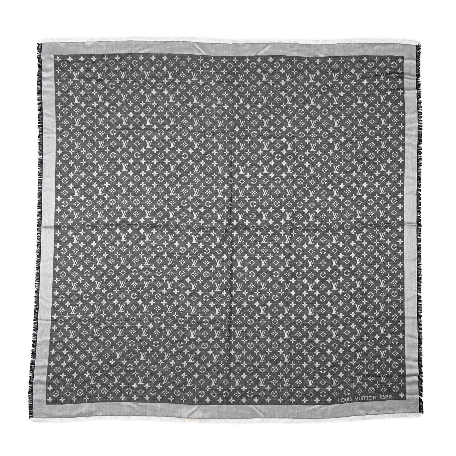Louis Vuitton Silk Wool Monogram Denim Shawl Black 1 of 3