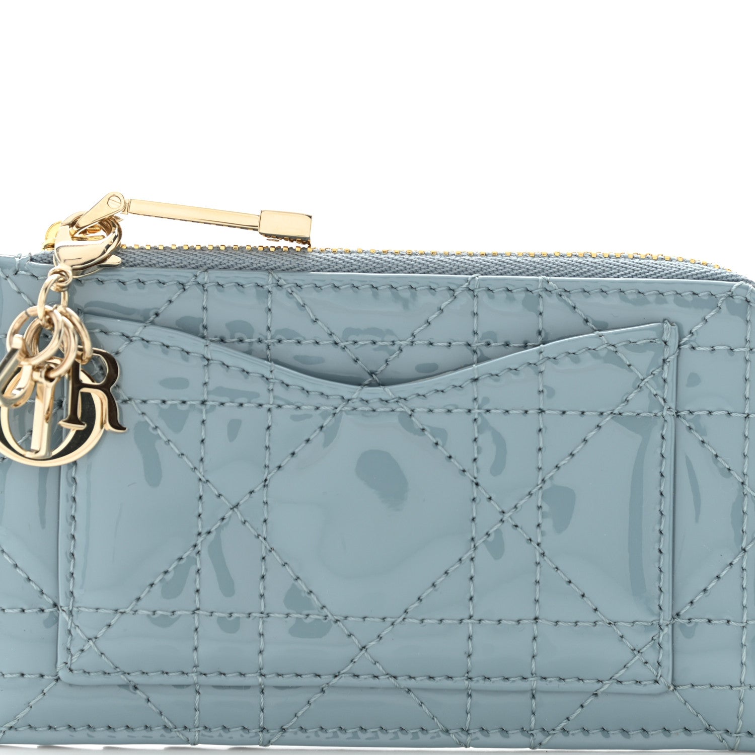 Christian Dior Patent Cannage Lady Dior Card Holder Cloud Blue 7 of 9
