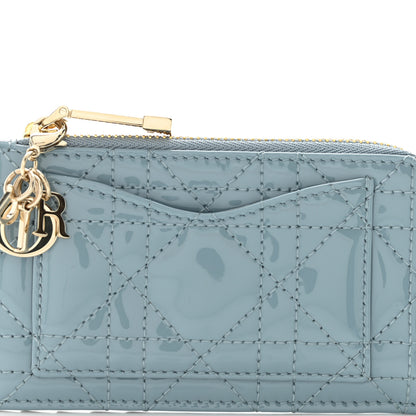 Christian Dior Patent Cannage Lady Dior Card Holder Cloud Blue 7 of 9