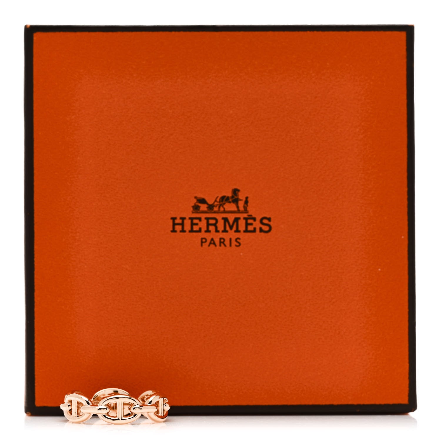 Hermes 18K Rose Gold PM Chaine d'Ancre Enchainee Ring 54 7 9 of 9