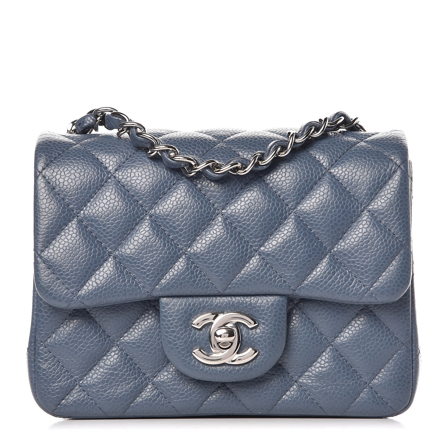 Chanel Caviar Quilted Mini Square Flap Blue 1 of 10