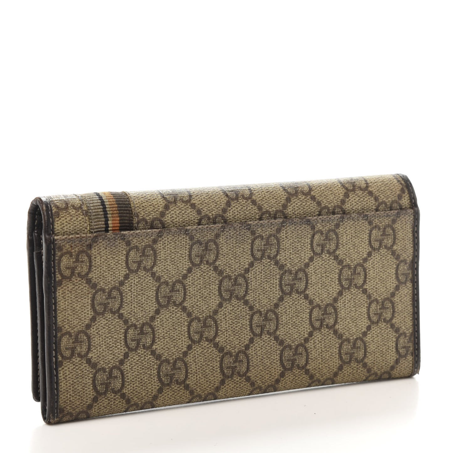 GG Supreme Monogram Web Long Continental Wallet Dark Brown