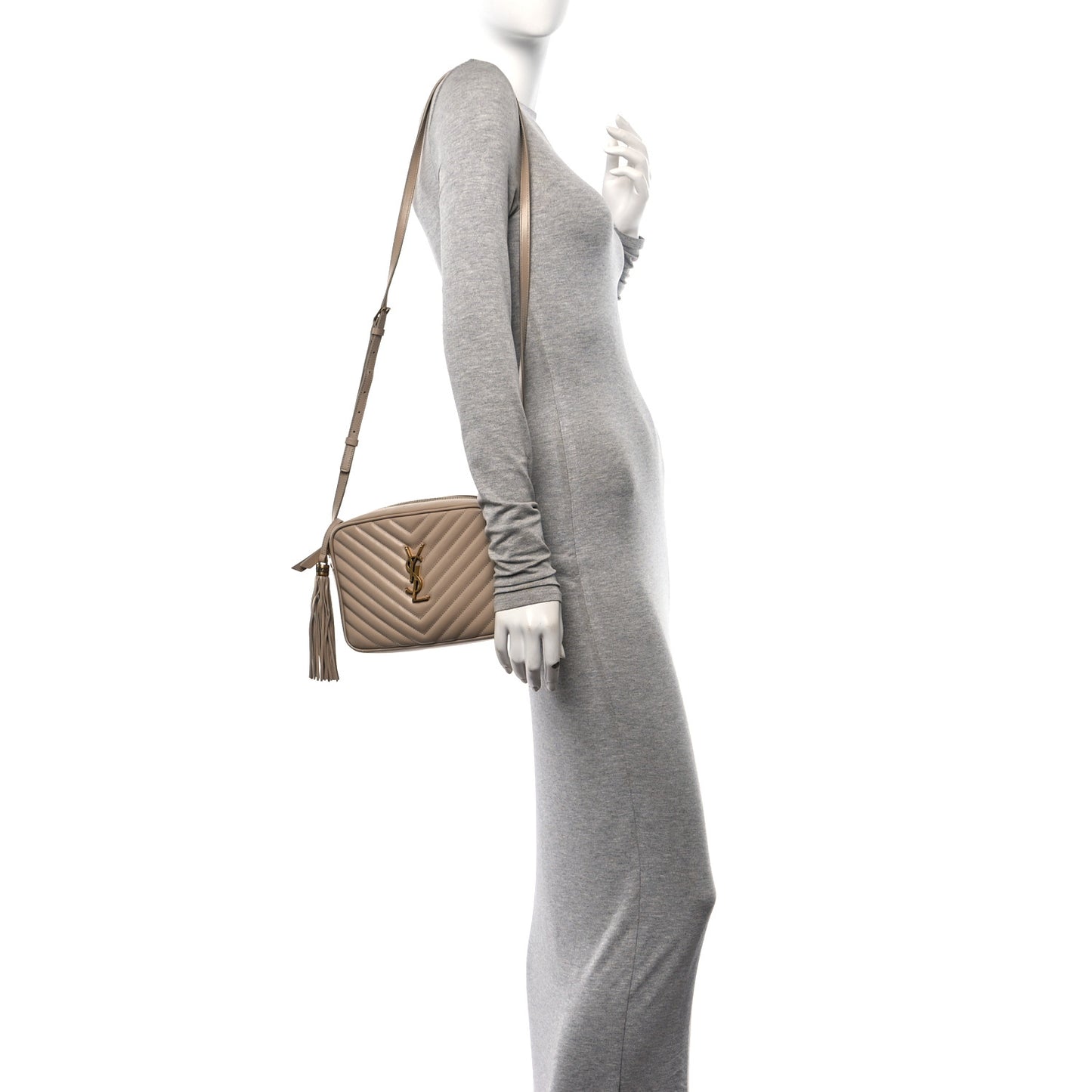 Calfskin Matelasse Monogram Lou Camera Bag Dark Beige
