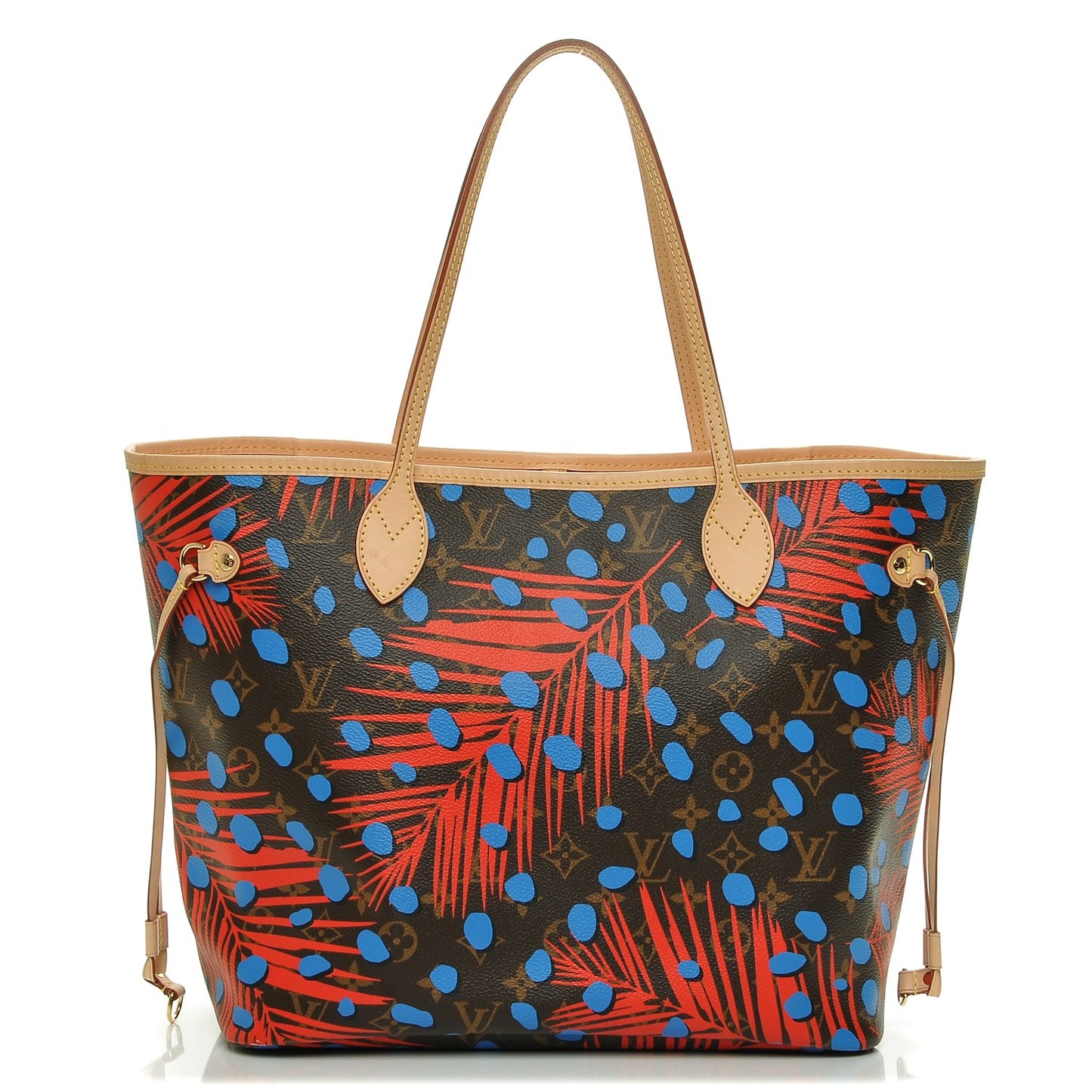 Monogram Jungle Dots Neo Neverfull MM Coquelicot Denim