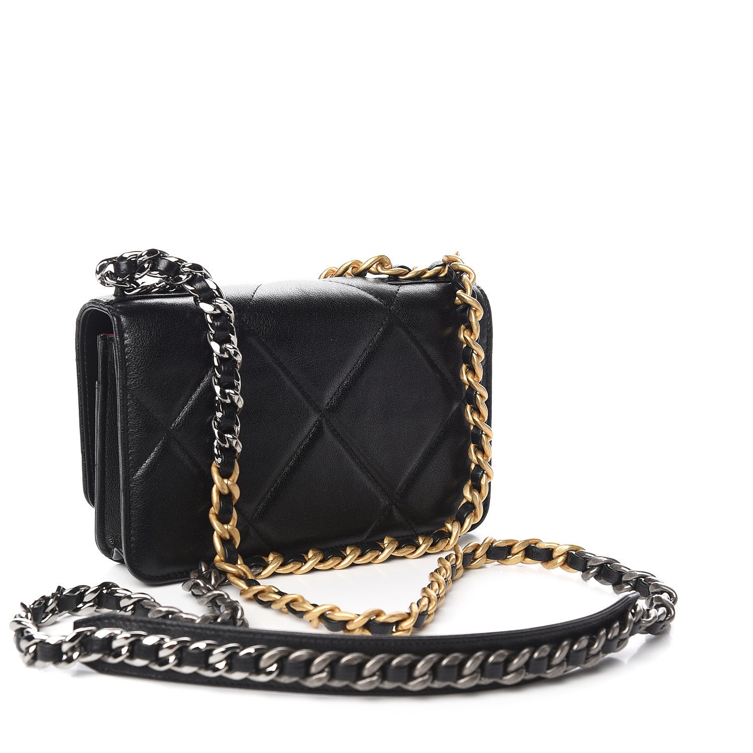 Chanel Goatskin Quilted 19 Wallet On Chain WOC Black 3 of 12