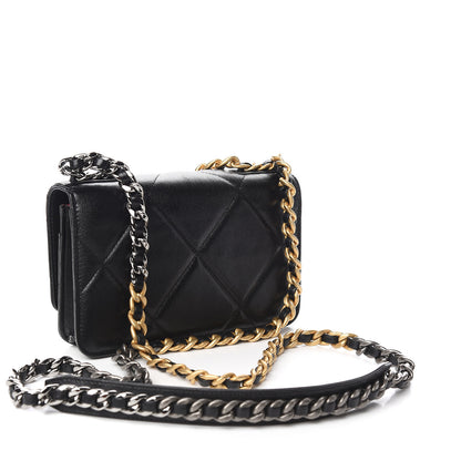 Chanel Goatskin Quilted 19 Wallet On Chain WOC Black 3 of 12