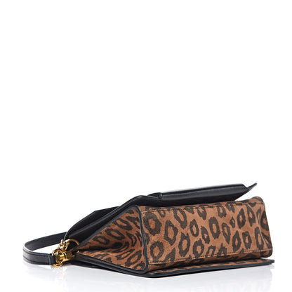 Givenchy Calfskin Suede Leopard Print Small GV3 Shoulder Bag Black Chestnut 5 of 9