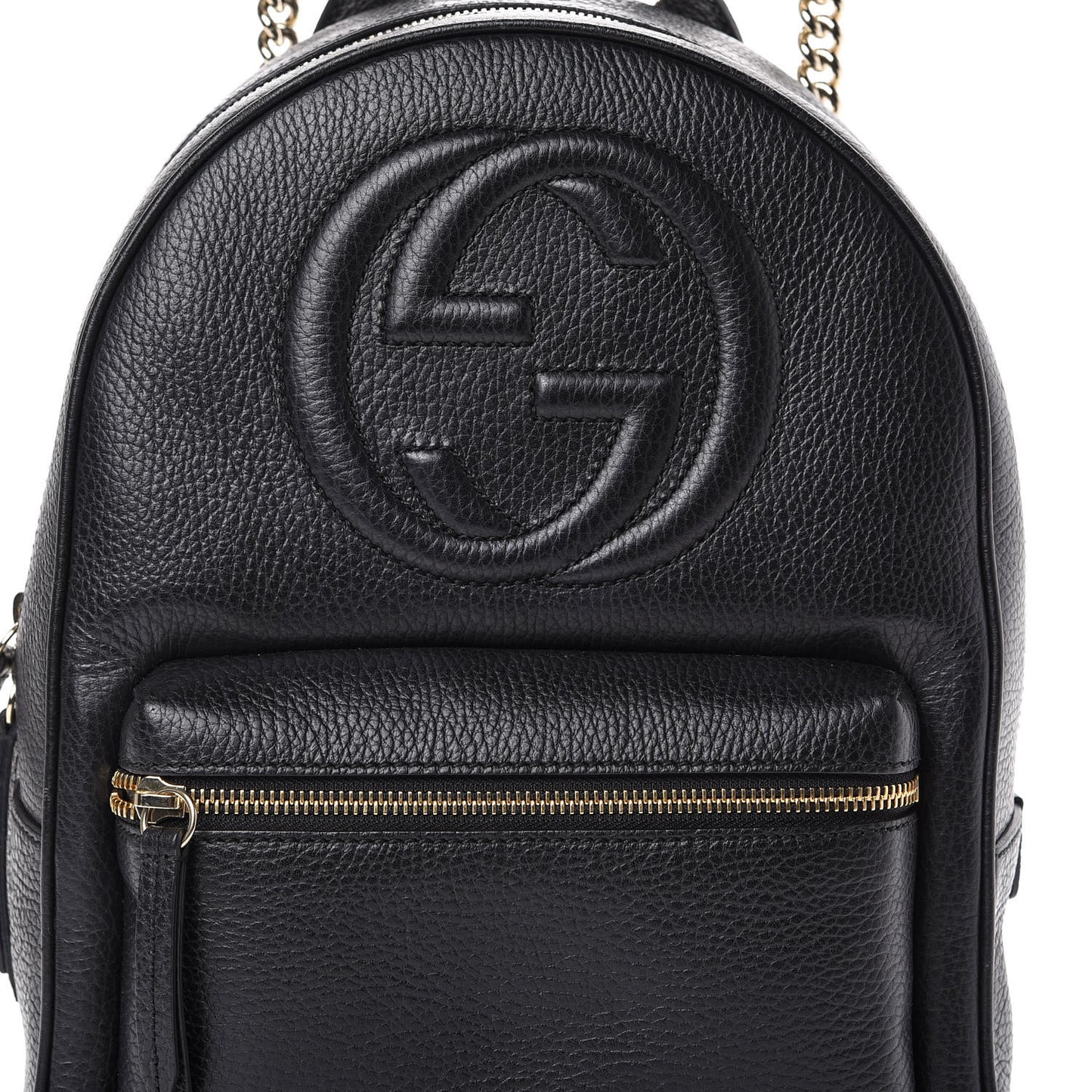 Pebbled Calfskin Soho Chain Backpack Black