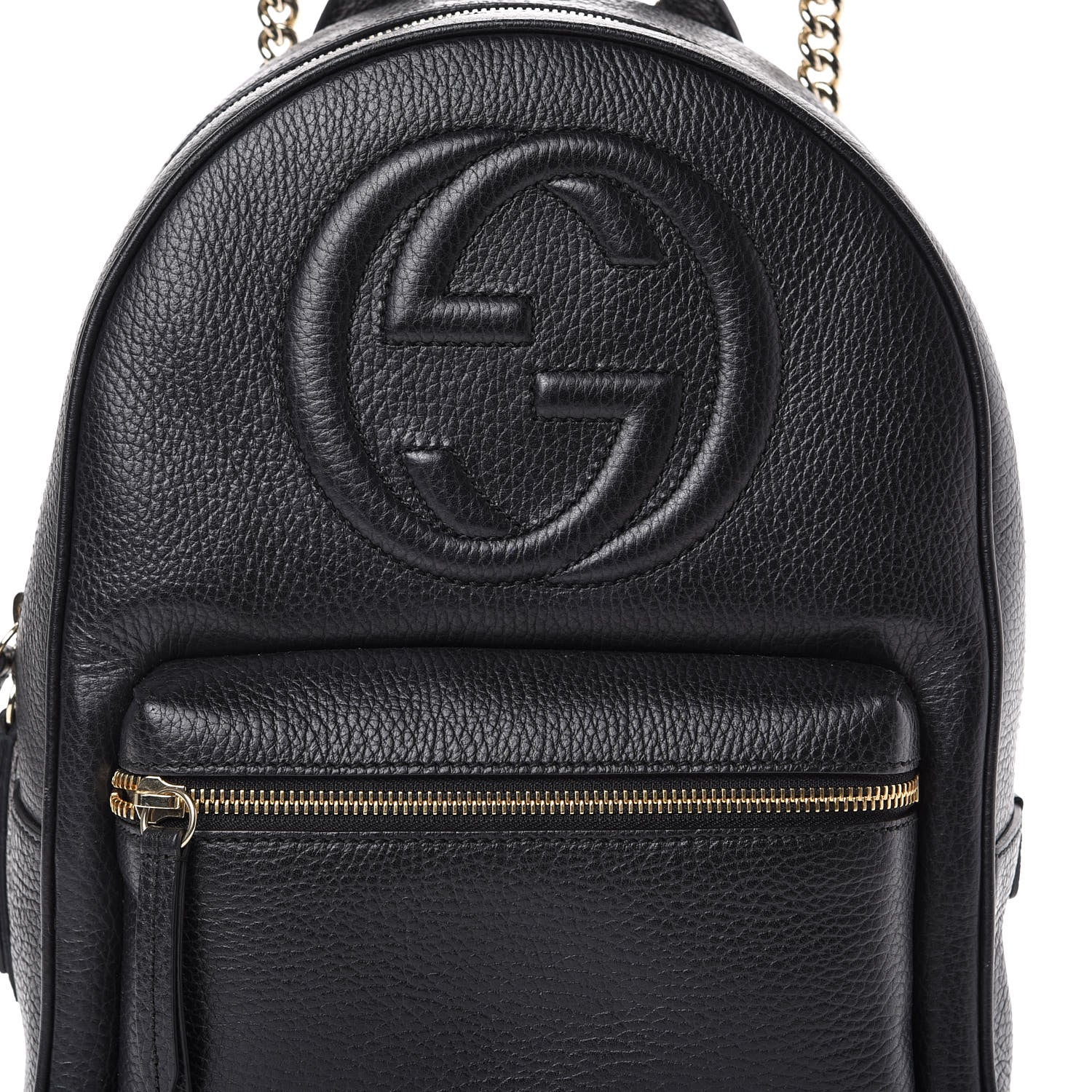 Gucci Pebbled Calfskin Soho Chain Backpack Black 7 of 14