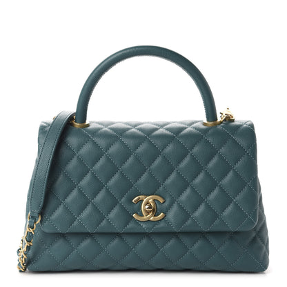 Chanel Caviar Quilted Small Coco Handle Flap Dark Turquoise 1 of 10