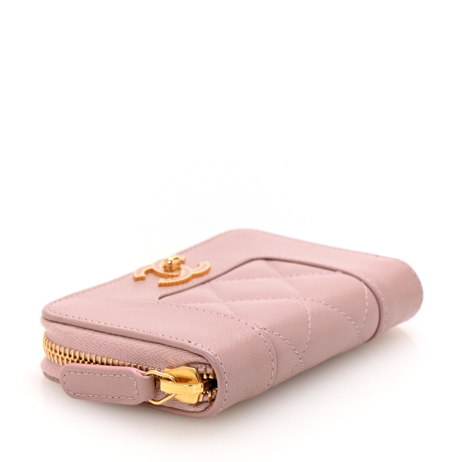 Chanel Sheepskin Quilted Mademoiselle Vintage Zip Coin Purse Light Pink 4 of 8