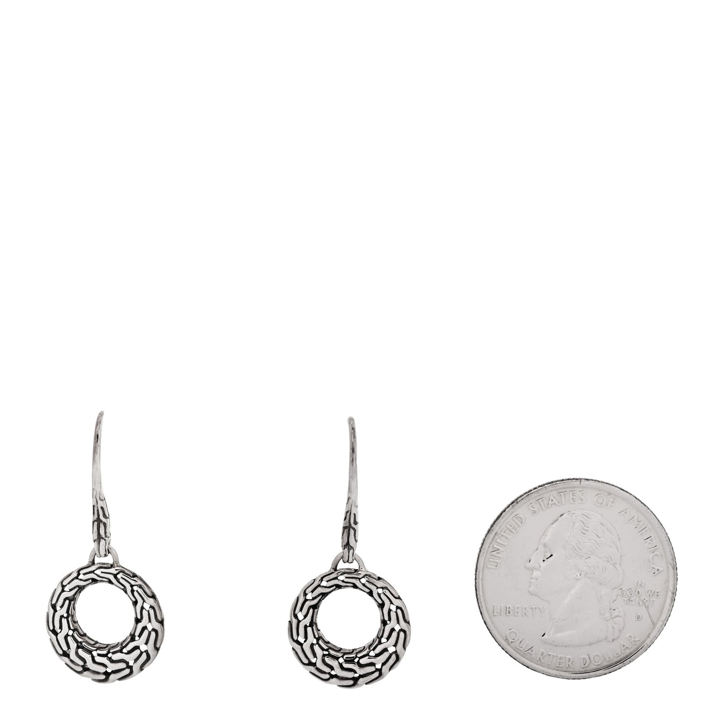 Sterling Silver Classic Chain Filigree Circle Drop Earrings