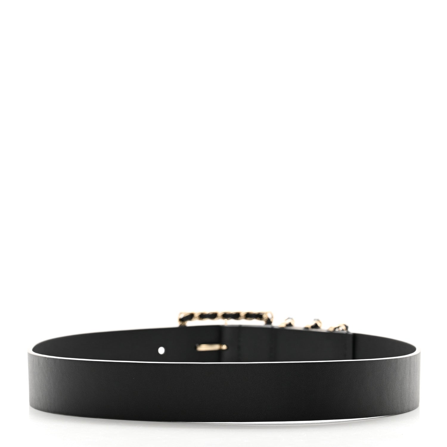 Chanel Lambskin Chain Square Buckle Belt 75 30 Black 2 of 7