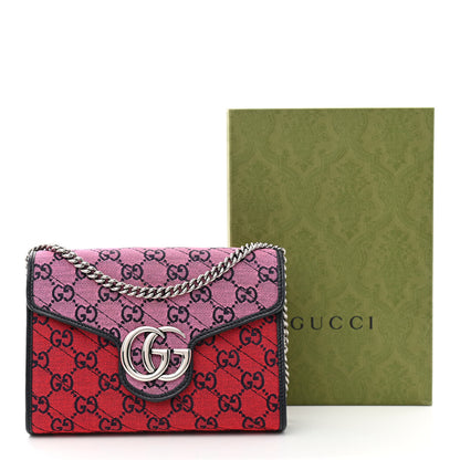 Gucci Monogram Multicolor Matelasse Diagonal GG Marmont Chain Wallet Red Blue Pink Green 11 of 11