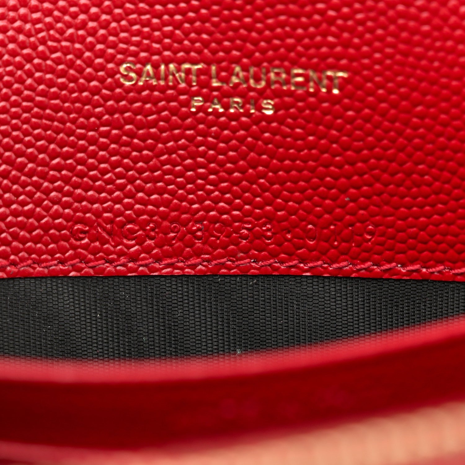 Saint Laurent Grain De Poudre Matelasse Chevron Monogram Envelope Chain New Red 7 of 13