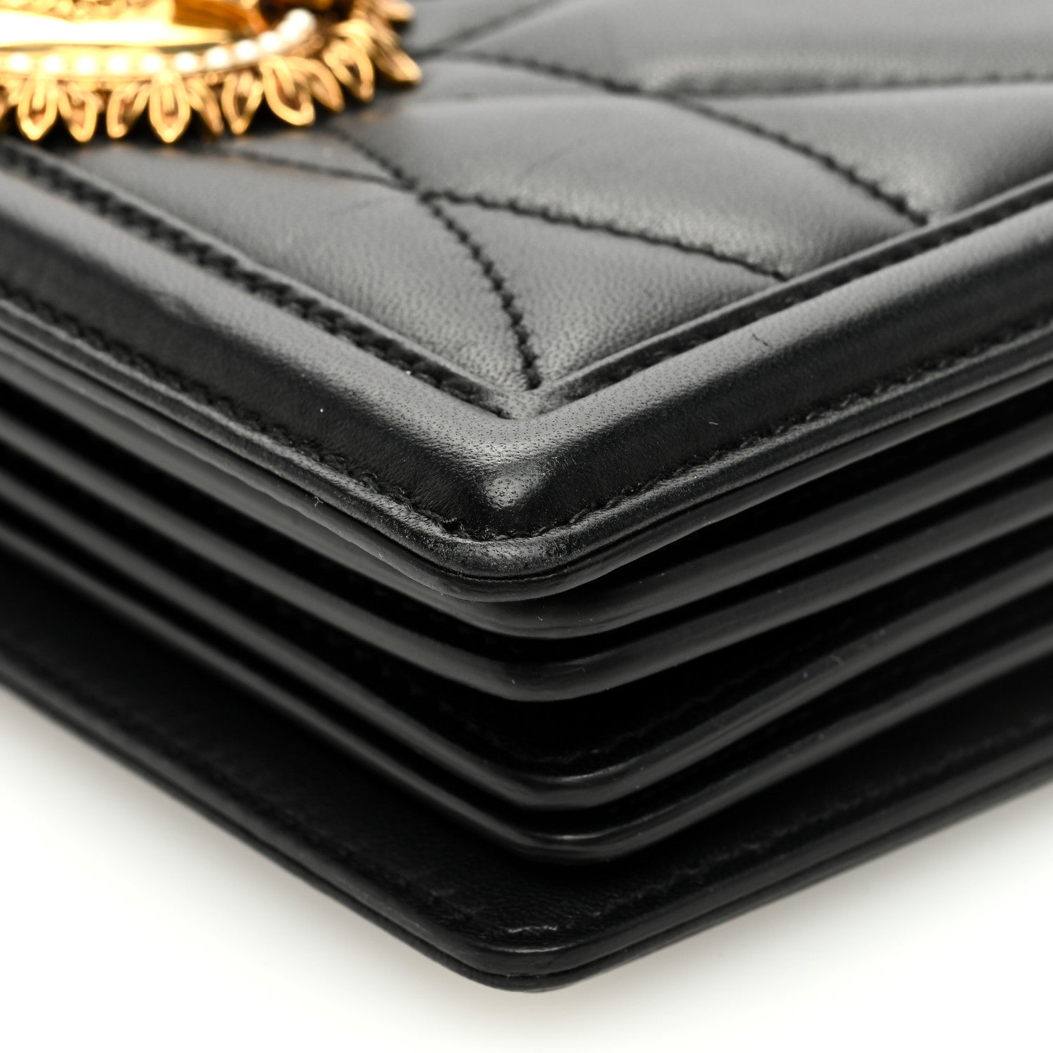 Dolce & Gabbana DOLCE GABBANA Lambskin Mini Devotion Crossbody Bag Black 9 of 9