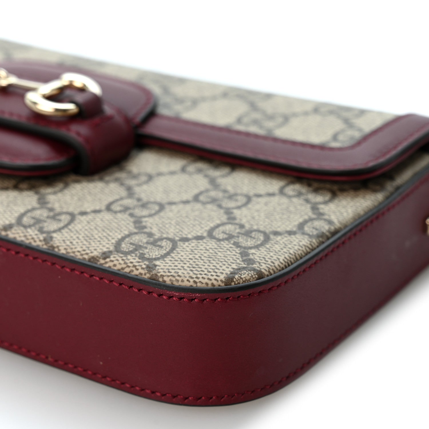 Gucci GG Supreme Monogram Azalea Calfskin Horsebit 1955 Mini Bag Beige Ebony Rosso Ancora 9 of 9